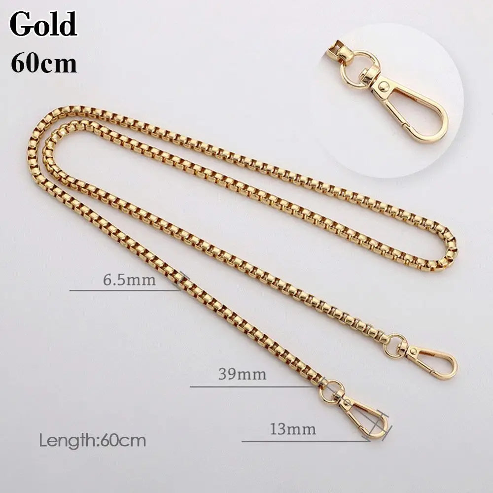 40/60/90cm Metal Chain Shoulder Bag Strap Handbag Handles DIY Purse Replacement Long Beaded Chain Shoulder Bag Straps Chain Belt
