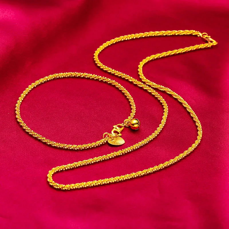 Shiny 14Kt Gold Color Bracelet Necklace for Women Fine Jewelry Bracelet Chain Necklace Fine Jewelry Gifts Not Fade
