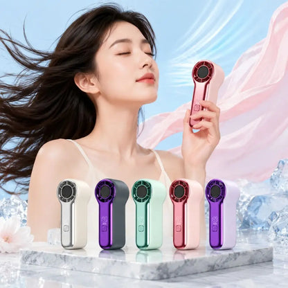 Portable LED Display Mini Handheld Fan USB Rechargeable High-speed Fan Strong Wind Cooling Fan Outdoor Travel Use