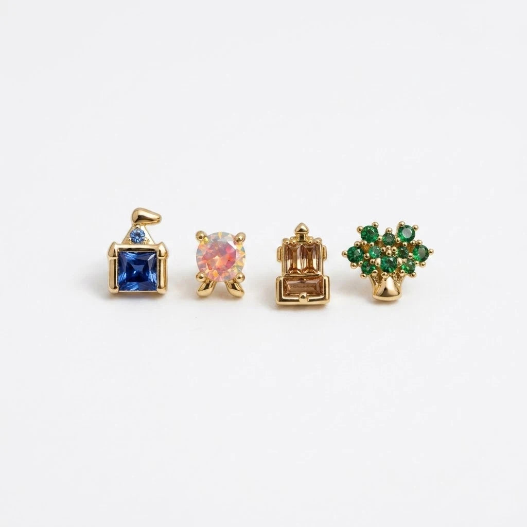 New Exquisite Cute Amusement Park Stud Earrings For Women Girls Fashion Party Birthday Jewerly Gift