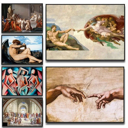 Canvas Painting Posters Prints Wall Art Pictures The Creation of Adam By Michelangelo Fallen Angel Living Room Decor