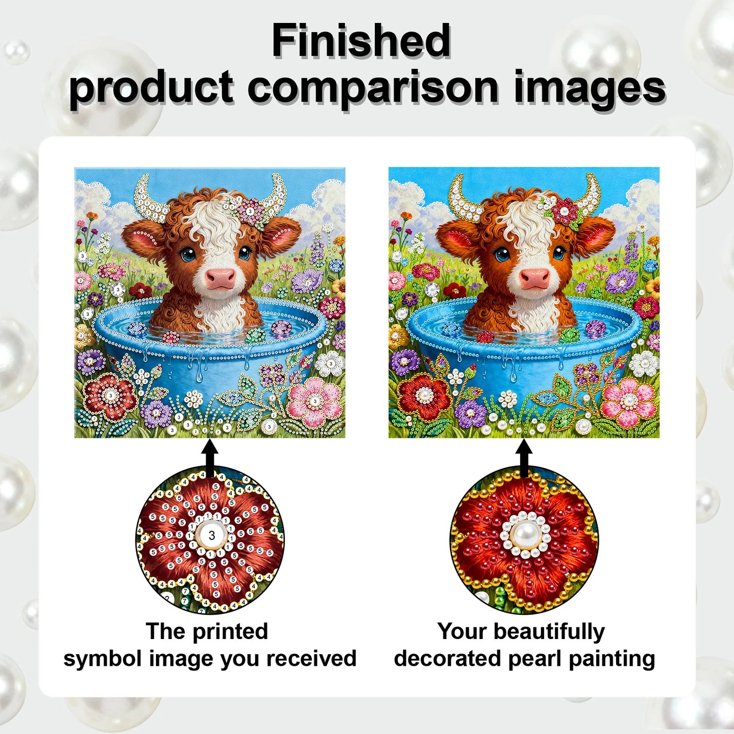 DIY Pearl Dot Painting for Adults Beginners Home Wall Decor Pearl Gem Paintings Picture Arts Craft 25x25cm With Frame