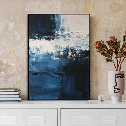 Deep Blue Modern Abstract Poster Print Canvas Art Pictures Home for Living Room and Bedroom Room Wall Decor Frameless Painting
