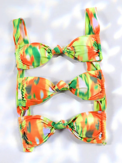 Tie Dye Bikinis Print Swimwear Swimsuit Women Sexy Bathing Suit Bandage Biquini 2-Pieces Beachwear 2024 Summer