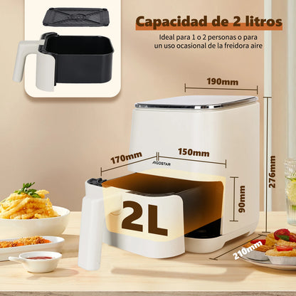2L Air Fryer, 8 Programs, Led Touch Screen, Adjustable Time and Temperature, Removable Non-Stick Grid, 1200W