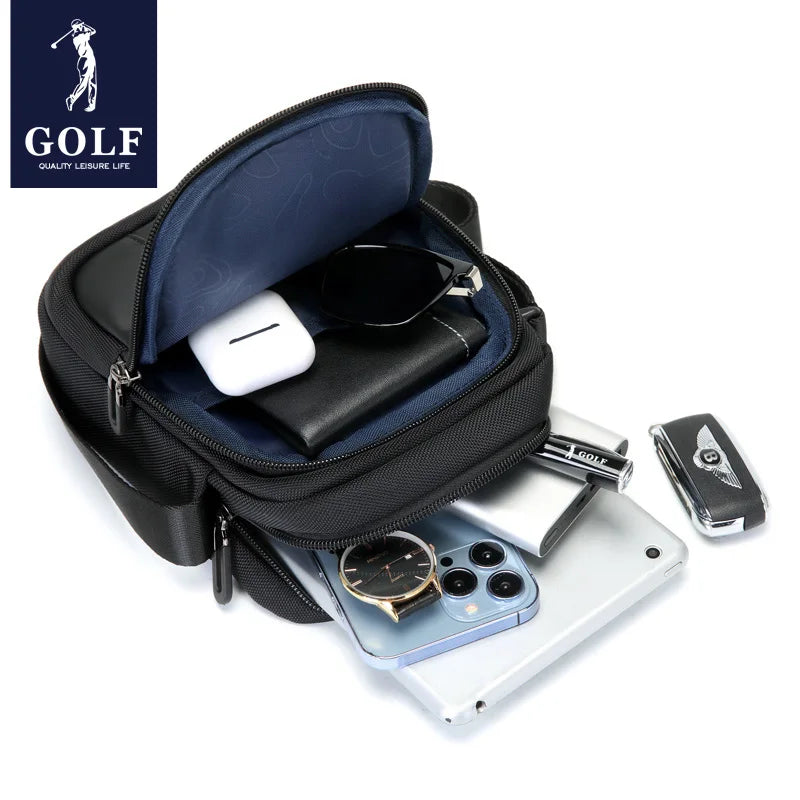 GOLF Crossbody Bag Men Oxford Shoulder Bags Small Man Mobile Phone Sling Mini Cross Bag Boston Waterproof Mens Side Bags Black