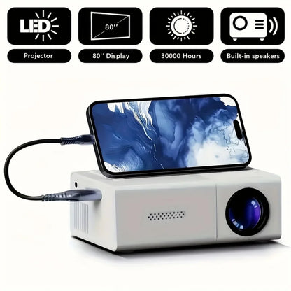 Office Projector，home theater projector，Supports smartphone screen sharing，Support720PResolution，with Remote Control，Built-in Sp