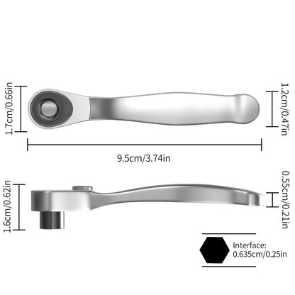 2 in 1 Mini Ratchet Wrench, Durable Chrome Vanadium Steel Wrench with 72 Teeth, 1/4 Inch Drive Socket, Quick Wrench, Hand Tool