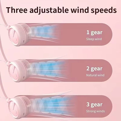 Portable Neck Fan (USB Rechargeable) – Mini Hands-Free Fan with Powerful Airflow & Quiet Operation; Suitable for Outdoor Use