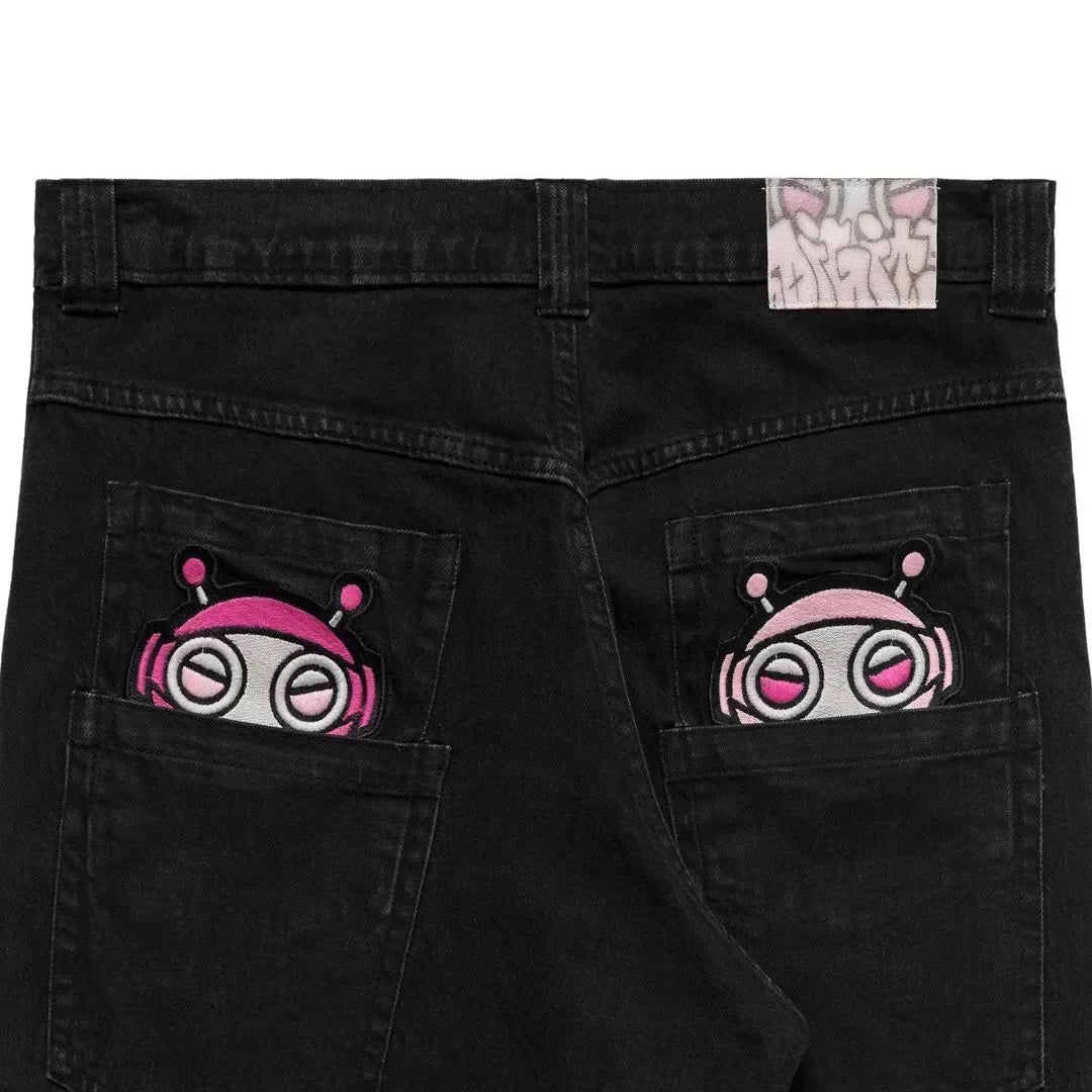 2023 jeans Y2K oversized letter printed denim trousers for men and women street retro loose gothic wide leg straight pants