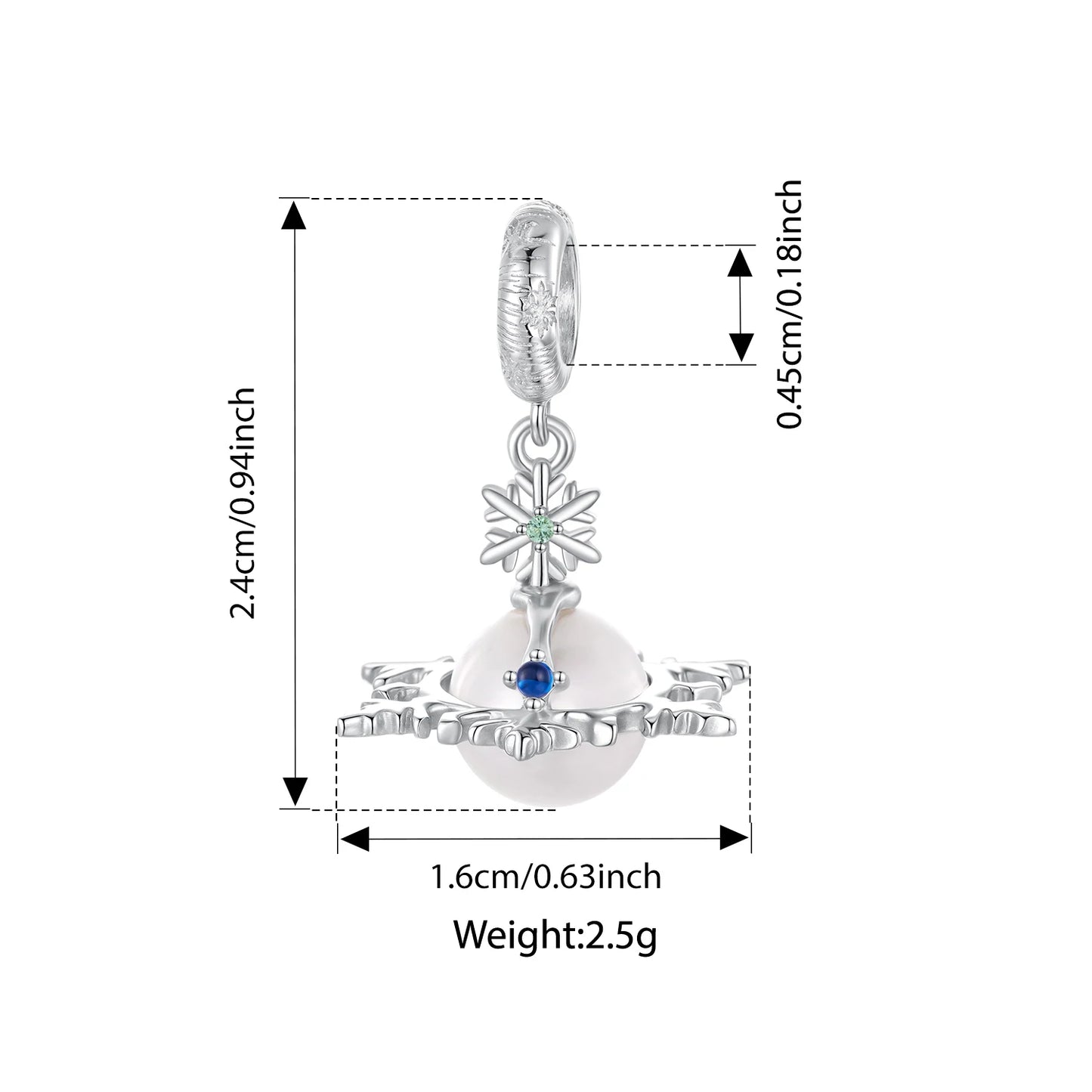 WOSTU 925 Sterling Silver Snowflake Charm Winter Snow Beads Purity Original Fit for Women Girls Necklace DIY Fine Jewelry Gift