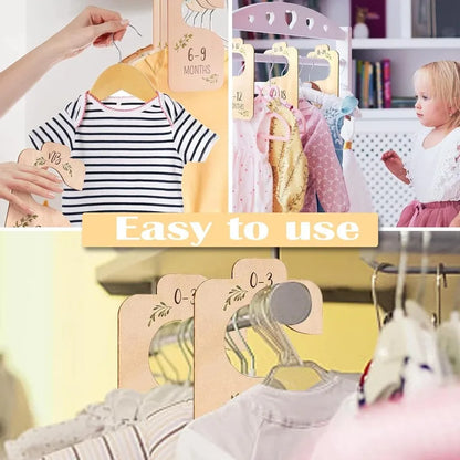 8pcs Storage Organizer Home Newborn To 24 Month Gift Baby Closet Divider Size Dividers Wood Card Clothes Hanger