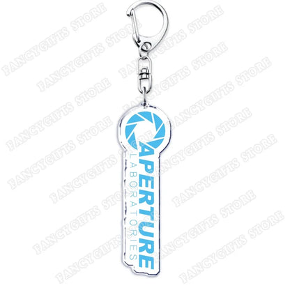 Trending Video Game Keychains for Accessories Bag Glados Aperture Laboratories Science Keyrings Jewelry Gamer Fans Gaming Gifts
