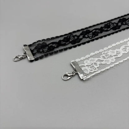 New Simple Lace Rose Flower Necklace Women's Choker Light Luxury Lace Collarbone Chain Black White Lace Jewelry Accessory