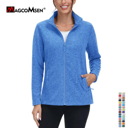 MAGCOMSEN Lightweight Women's Fleece Jackets Womens Athletic Warm Sweatshirts Casual Turtleneck Sweater Coat Sports Tops