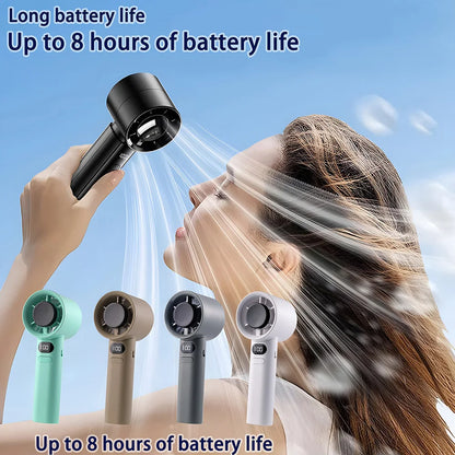 Portable Handheld Fan 120 Wind Speeds Mini Bladeless Hand Fan USB Rechargeable Highspeed Fans Camping Electric Fans Air Cooler
