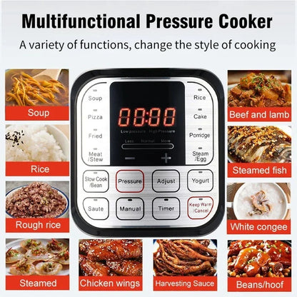 5L Electric Pressure Cooker Stainless steel Smart Multicooker for Kitchen Slow Cooker Rice Cooker Steam Pot Food Warmer 220V