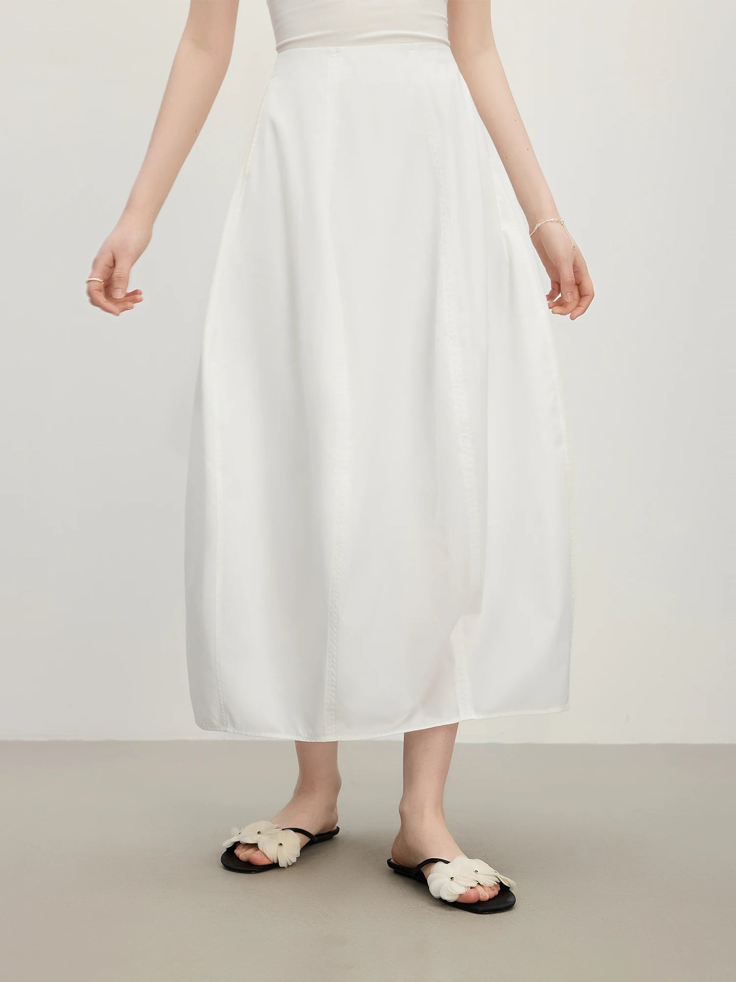FSLE Elegant Commuting Style Flower Bud Skirt for Women Summer 2025 New Arrival with Attached Waistband Anti-Wrinkle 25FS12515