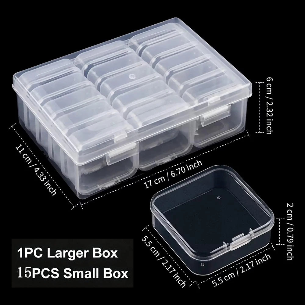 Clear Plastic Storage Box, Handmade Material, Beading, Art, DIY Crafts, Jewelry Supplies, 12, 14, 15, 1 Pc