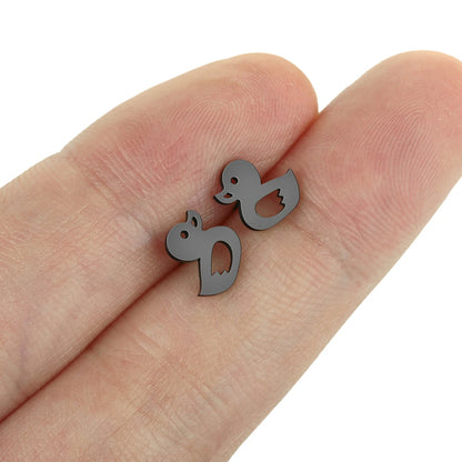 Kinitial Laser Carved Fashion Stainless Steel Earrings Duck Earrings Minimalist  Dainty Earrings Study Earrings Anniversary
