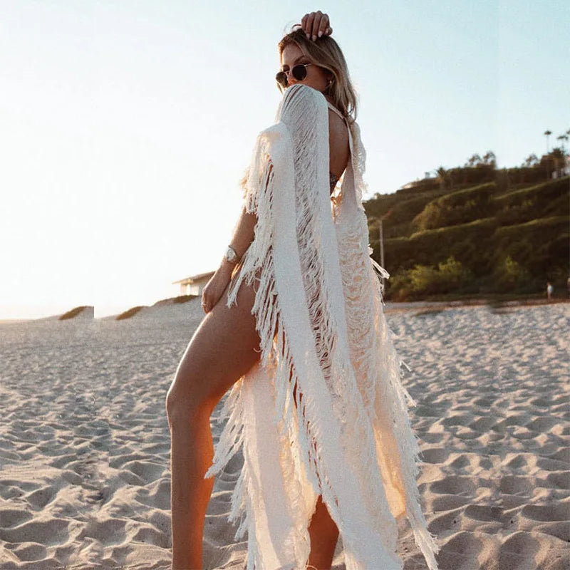 2023 New Classics Print Kaftan Retro V-neck Long Sleeve Dress Large Size Women Clothes Summer Beach Wear Swim Suit Cover Up