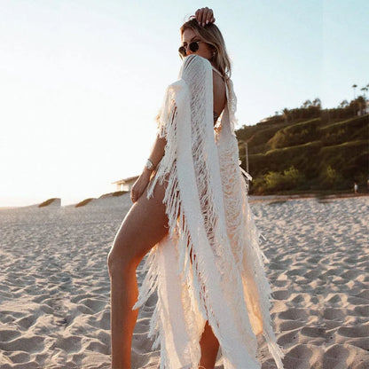 2023 New Classics Print Kaftan Retro V-neck Long Sleeve Dress Large Size Women Clothes Summer Beach Wear Swim Suit Cover Up