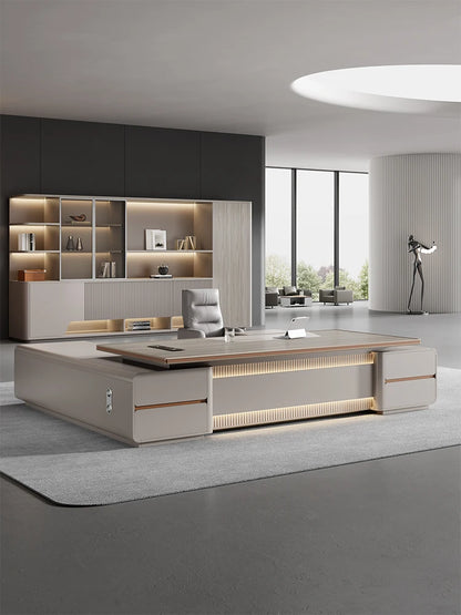 Boss's Desk, Aluminum Alloy CEO's Desk, Simple And Modern, Manager's Office Furniture