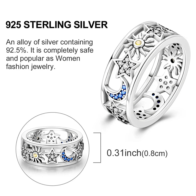 Hot Sale 925 Sterling Silver Ring Eye Plam Frefly Stars Heart Rings For Wedding Women Girls Jewelry Anniversary