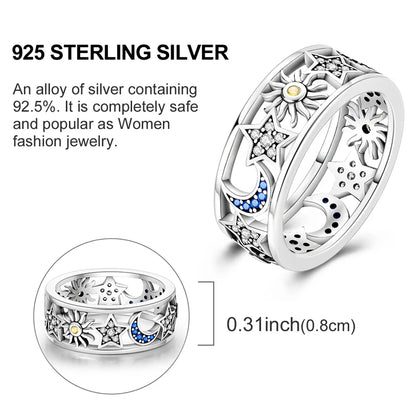 Hot Sale 925 Sterling Silver Ring Eye Plam Frefly Stars Heart Rings For Wedding Women Girls Jewelry Anniversary