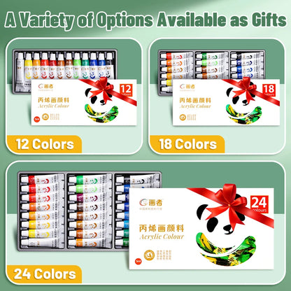 Acrylic Paint Set 12/18/24 Colors 5ml/0.17oz,Water-Proof Portable Art Rich Pigments for DlY Craft,Drawing,Painting,Canvas, Rock