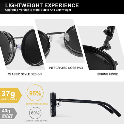 CRIXALIS Polarized Round Sunglasses ND9 Adjustable Dimming Men Women Retro Punk Men's Fishing Eyeglasses Outdoor Shades UV400