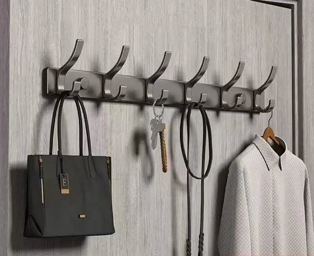 no drill Holes One Row Hangers Kitchen Towels Clothes Hats Toilet Towel Rack Storage Wall Mounted Door Back Rod Hook