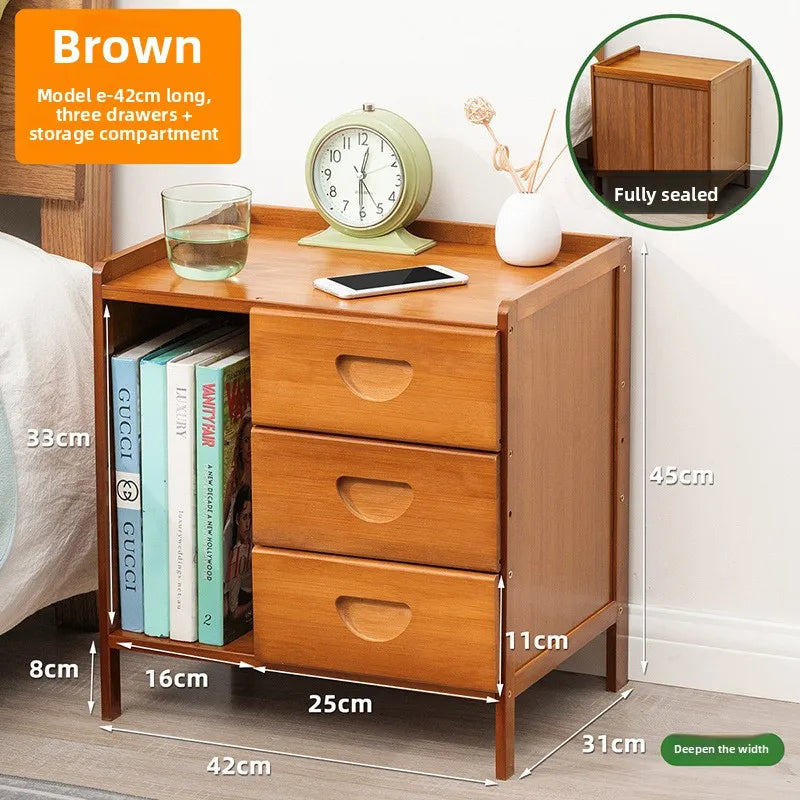 Simple solid wood bedside table, multi-layer drawer small cabinet, light luxury storage cabinet, simple bedside storage cabinet