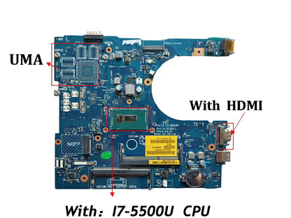AAL10 LA-B843P For Dell inspiron 14 5458 15 5558 17 5758 Laptop Motherboard With i3 i5 i7 CPU UMA  920M GPU DDR3L TESTED GOOD