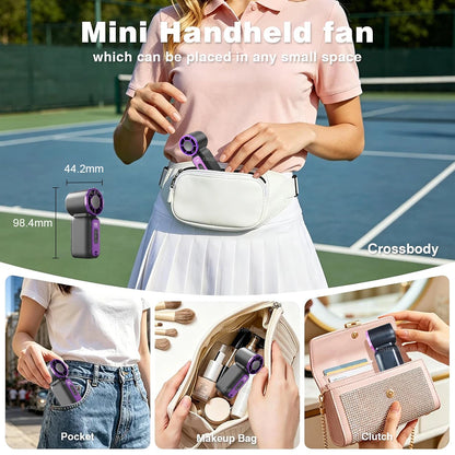 Portable Handheld Fan Mini Outdoor Pocket Fan Ultra Small Personal Hand Fan Pocket Size Neck Hanging Fan With Digital Disply
