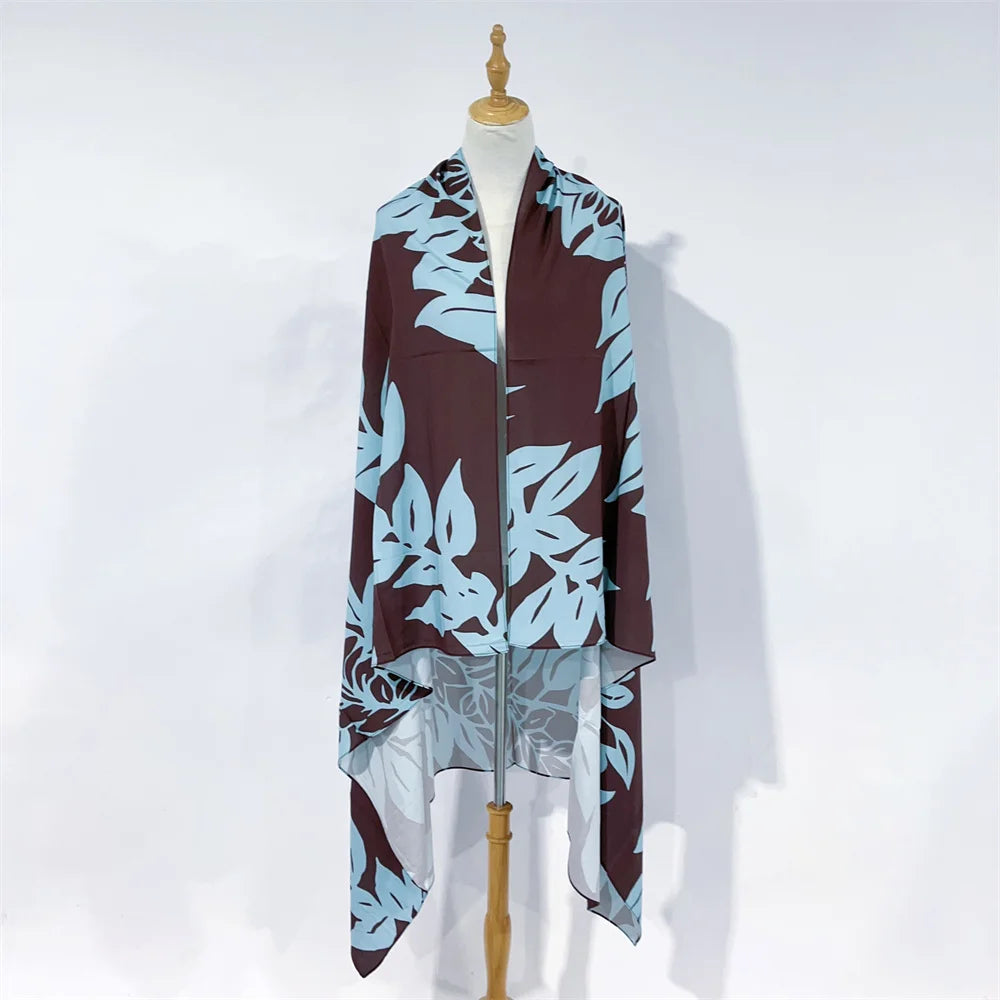 New Arrival Rayon Cotton Hawaiian Sarong Pareo Beach Wrap With Attractive Leaf Print for Women Trendy Versatile Bikini Cover-up