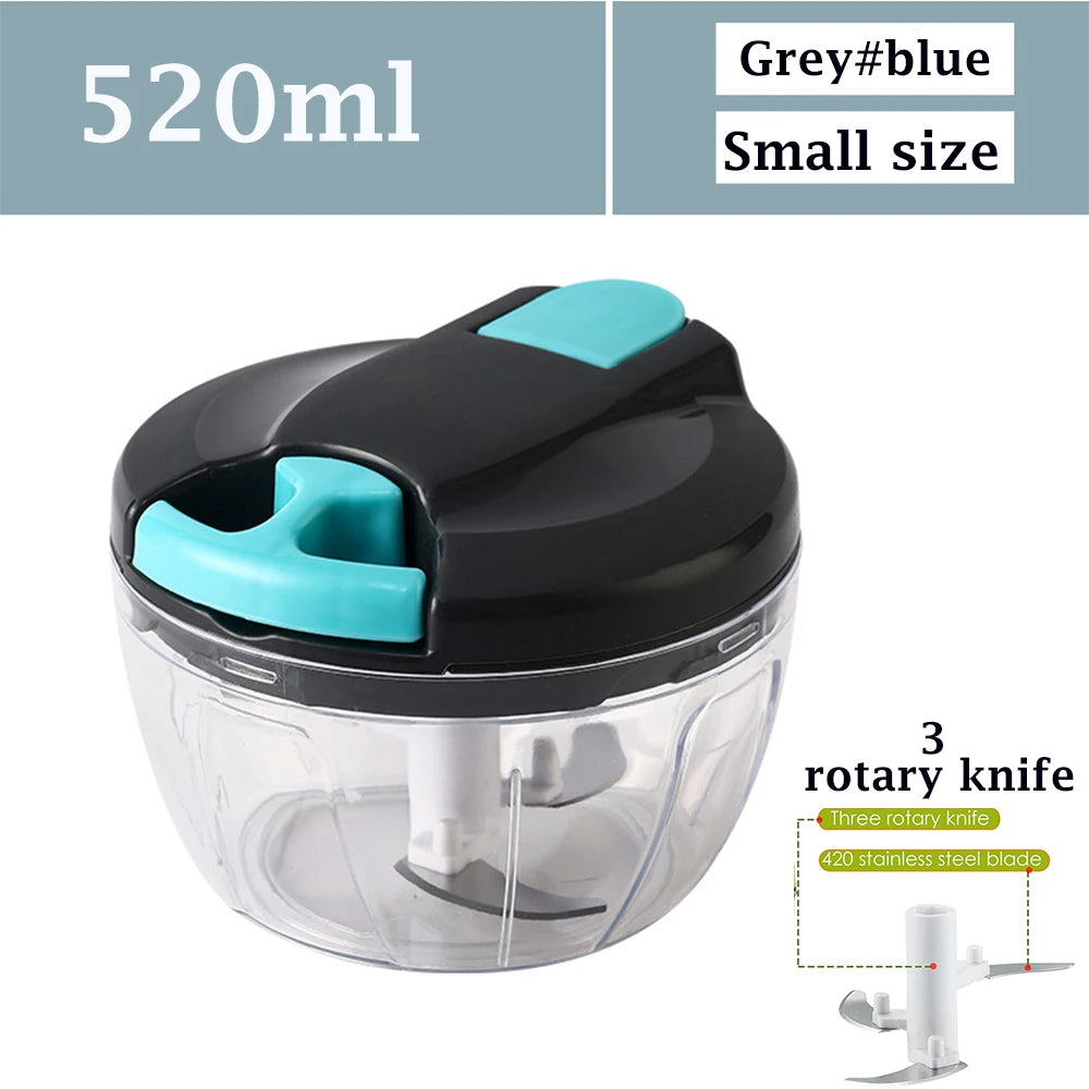 520ml/900ml Manual Food Processor Vegetable Chopper Hand Pull Mincer Blender Mixer For Garlic Fruits Nuts Onions Peppers Chopper