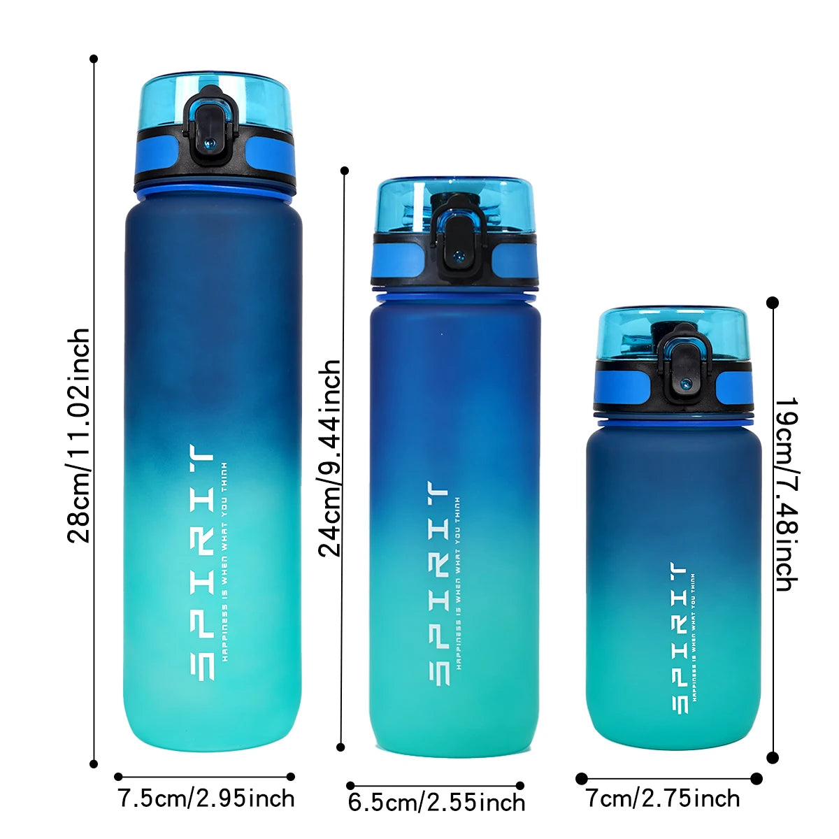 Gradient Water Bottle - 1000ml/600ml/750ml Capacity Outdoor Camping Gym Suitable Holiday Gift Birthday