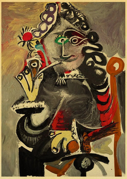 Abstract Painting Pablo Picasso Exhibition Kraft Paper Poster Art Prints Museum Modern Gallery Wall Picture Home Room Decor Gift