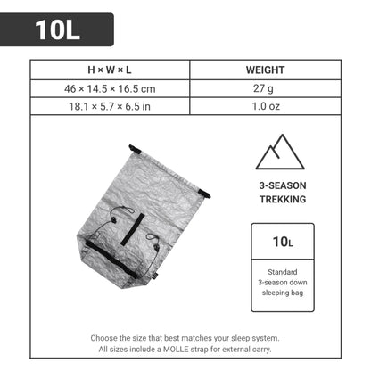 [HODR] Dyneema Compression Sack for Sleeping Bag Storage Sack DCF Waterproof Roll-Top for Sleeping Bags, Camping Gear Storage