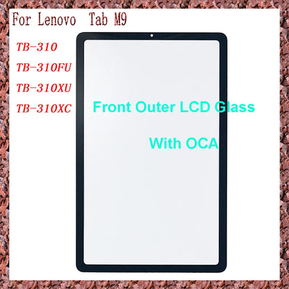 For Lenovo Tab M9 TB310XC TB310FU TB-310 TB310 TB-310FU TB-310XU Touch Screen Panel Tablet Front Outer LCD Glass Lens With OCA