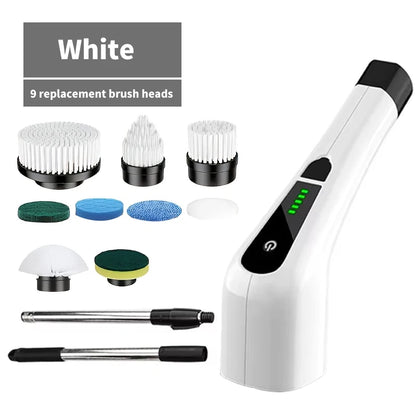 9 in 1 Multifunctional Handheld Electric Cleaning Brush With Telescopic Function, Bathroom Floor And Kitchen Cleaning Tool