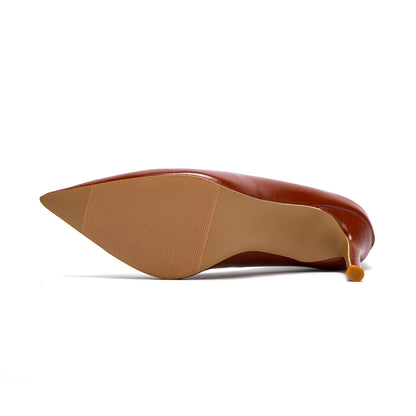 Heels 9CM Woman Black Shoes Leather Shoes Pointed Toe Banquet Evening Wedding Casual Single Shoes Luxury Brand Women's Shoes