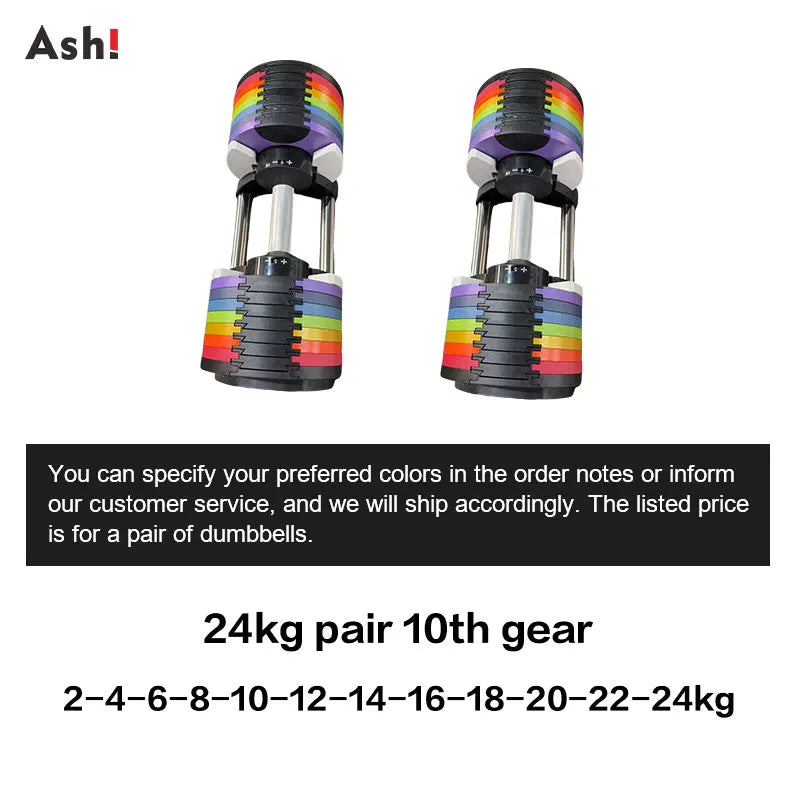 Multi-Color Adjustable Dumbbell Set, 2KG(5LB) or 4KG(9LB) Increment, Up to 50KG(110LB), Fast Adjustable Dumbbells for Home Gym