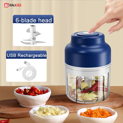 Electric Food Chopper 320ml Electric Garlic Chopper USB Rechargeable Meat Grinder Garlic Press Portable Blender