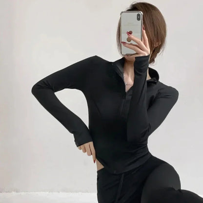 S-3XL Women's Fitness Jackets Yoga Coat with Zipper Slim Running Wear Stretch Gym Crop Top Lightweight Sports Outerwear Hoodless