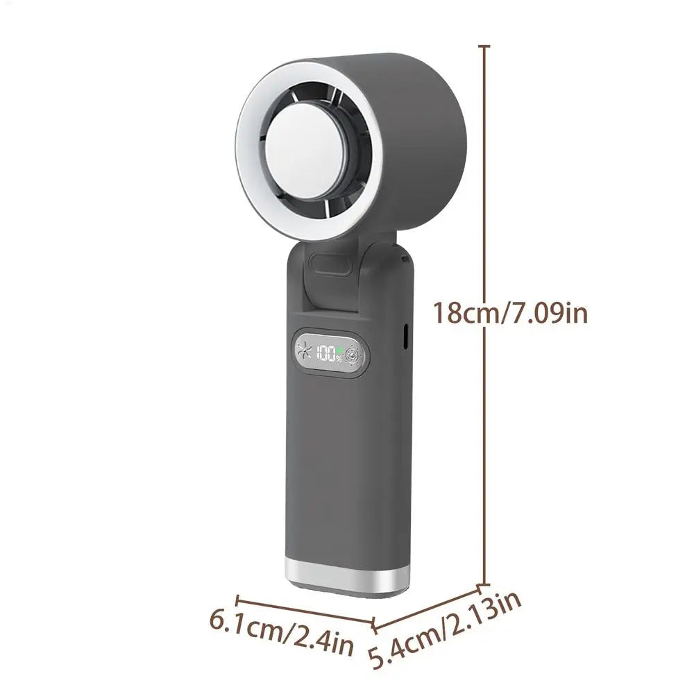 Portable handheld fan Handheld 5 Speeds LED Lights Foldable Rechargeable Device Personal Fan LED light folding cooling fan
