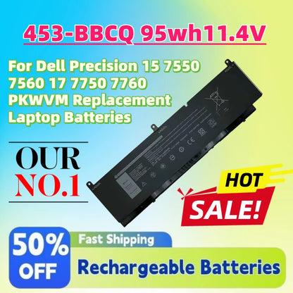 Fast Shipping New 453-BBCQ 95wh11.4V Battery for Dell Precision 15 7550 7560 17 7750 7760 PKWVM Replacement Laptop Batteries