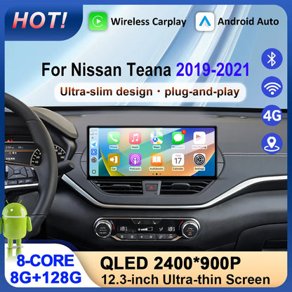 GPS Navigation Android 15 for Nissan Teana 2019-2021 DSP Stereo Bluetooth QLED Touch Screen WlFl 4G