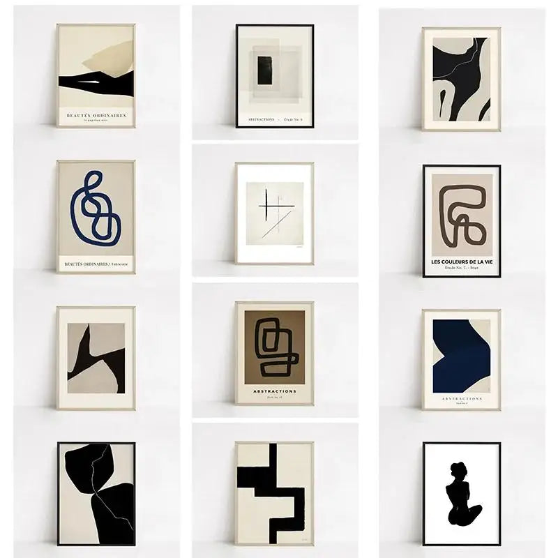 Modern Abstract Beige and White Canvas Painting  Scandinavian Neutral Wall Art Print for Home Decor  Art Gallery Poster